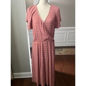 Market & Spruce Alice Surplice Midi Dress Pink Tile Print Sz XL NWT